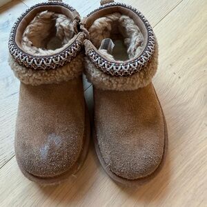 UGG Tan Kids Boots with Patterned Trim
